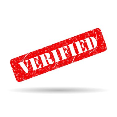 Verified stamp symbol shadow, label sticker sign button, text banner vector illustration .