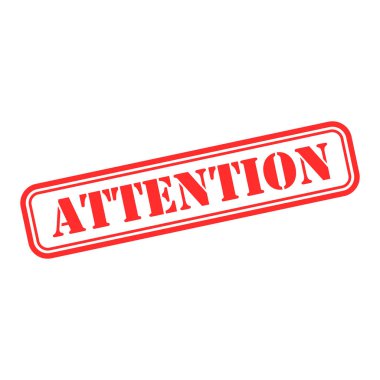 Attention stamp symbol, label sticker sign button, text banner vector illustration .