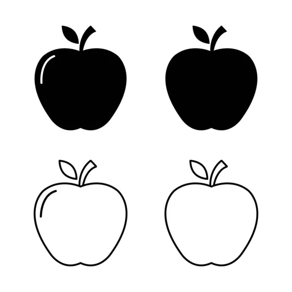 Set Apple Icon Healthy Raw Symbol Foot Sweet Fruit Vector — Stockvector