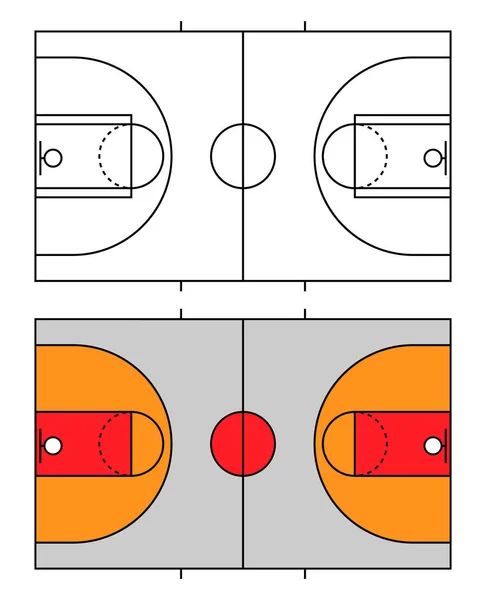 Set Aus Basketballfeld Symbol Parkettboden Top Amerikanischem Sport Symbol Korbfeld — Stockvektor