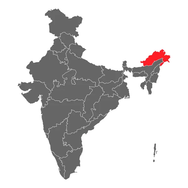 Indie Mapa Grafika Podróże Geografia Ikona Region Indyjski Arunachal Pradesh — Wektor stockowy