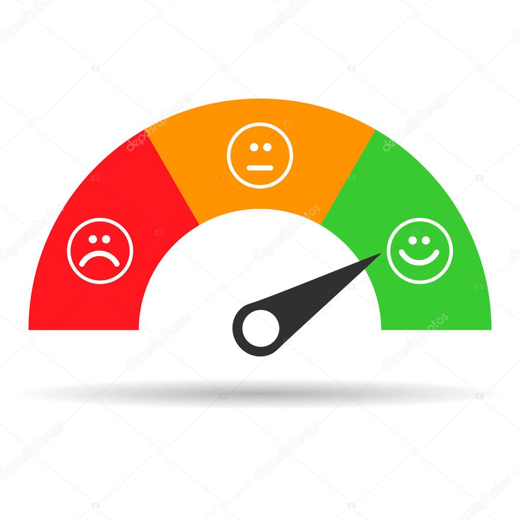 Customer satisfaction meter shadow icon, graph rating measure business report vector illustration .