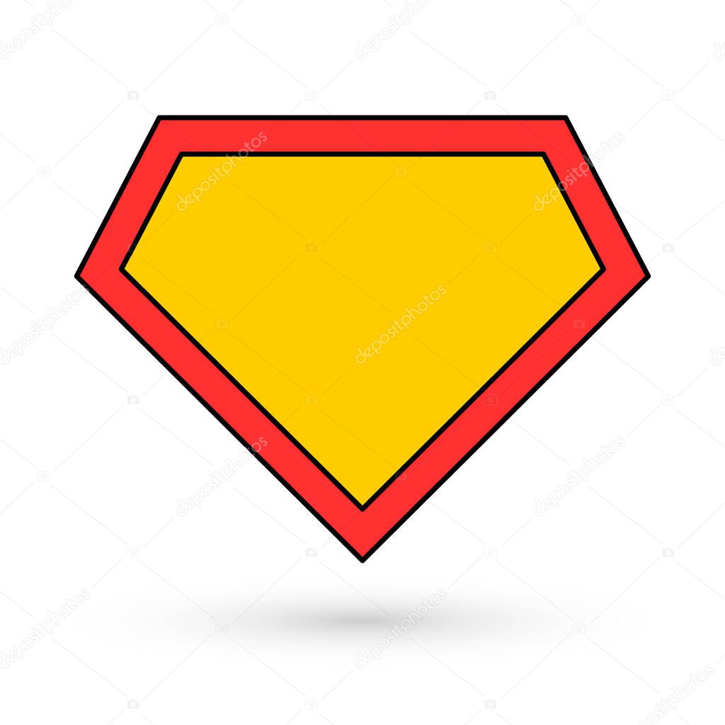 Shield graphic hero shadow icon, isolated comic shape concept symbol, vector illustration .
