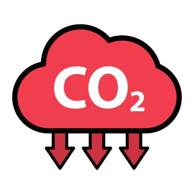 CO2 bulut simgesini, temiz küresel emisyonu, çevre eko tasarım sembolü illüstrasyonunu azaltır .