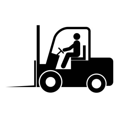 Forklift taşıma simgesi, endüstri aracı makine sembolü, çatal kamyon depo vektör illüstrasyonu .