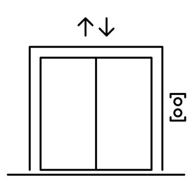 Asansör simgesini kaldırın, grafik tasarım giriş işareti, bina kapısı sembolü illüstrasyonu .