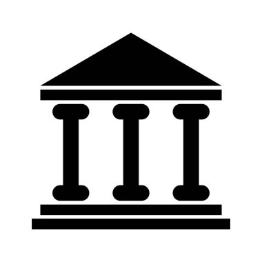 Building university architecture icon, museum roman symbol, flat design vector illustration .