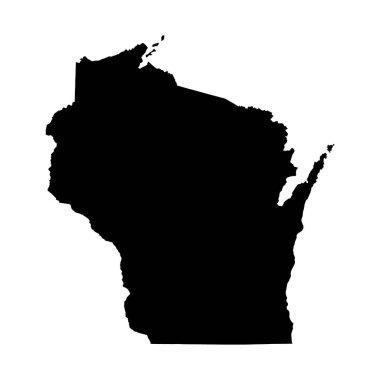 Wisconsin map shape, united states of america. Flat concept icon symbol vector illustration .