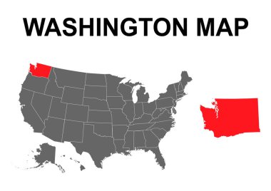 Washington haritası şekli, Amerika Birleşik Devletleri. Düz konsept simge vektör çizimi .