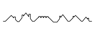 Çatı evi silueti simgesi, şehir konsepti şablon panoraması, manzara vektör çizimi .