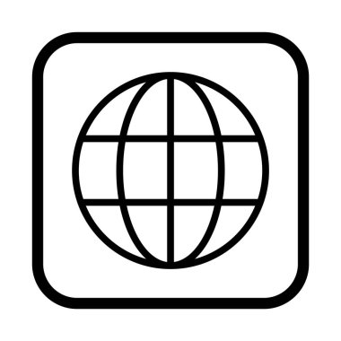 WWW dünya çapında web sitesi sembolü, İnternet simgesi, web sitesi adresi küresi, düz çizgi işareti .