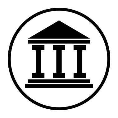 Building university architecture icon, museum roman symbol, flat design vector illustration .