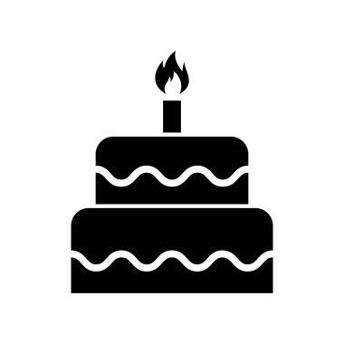 Tatlı pasta ikonu, pastane tatlı besin sembolü, mutlu yıllar grafik vektör çizimi .