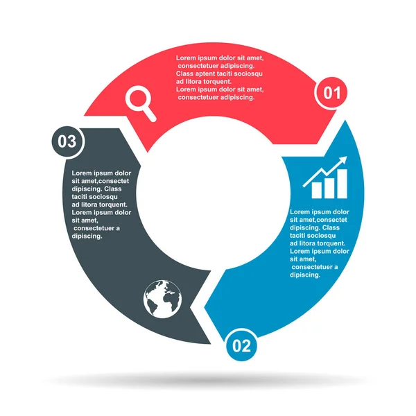 Chart Infographic Business Template Icon Shadow Pie Circle Diagram Visualization — 스톡 벡터