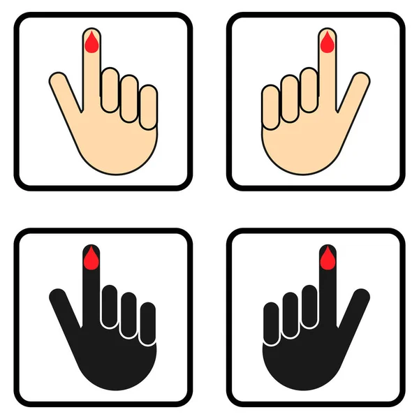 Set Hand Finger Drop Blood Icon Medical Health Test Symbol —  Vetores de Stock