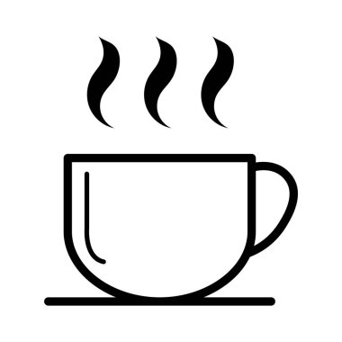 Kahve ikonu, kahvaltı içeceği kafesi, kapuçino, izole edilmiş sıcak illüstrasyon, vektör çizgisi. .