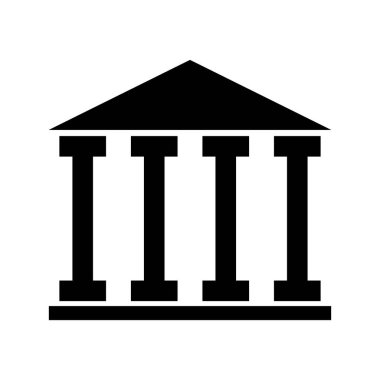 Building university architecture icon, museum roman symbol, flat design vector illustration .
