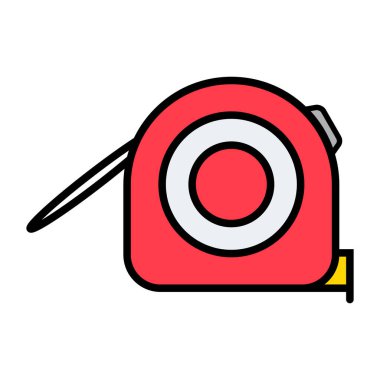 Ölçüm mezurası simgesi, ölçüm aracı konsept tasarım sembolü, aracı düz vektör illüstrasyonu .