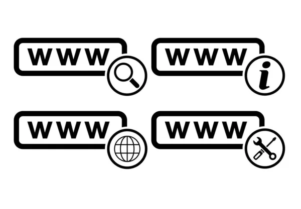 Set World Wide Web Icon Www Internet Website Symbol Click — Vetor de Stock