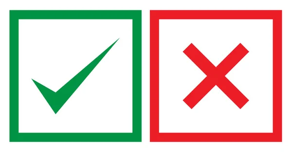 Set Van Controle Kruismarkering Geen Symbool Vector Illustratie Slechte Keuze — Stockvector