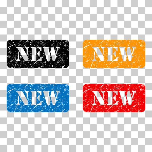 Set New Stamp Symbol Label Sticker Sign Button Text Banner — Stok Vektör