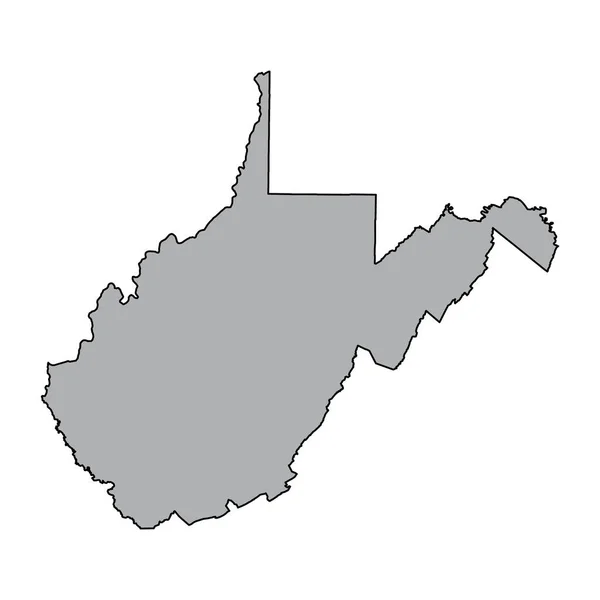 Virgínia Ocidental Forma Mapa Estados Unidos América Ilustração Vetorial Símbolo — Vetor de Stock