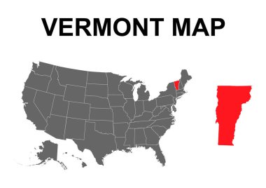 Vermont haritası şekli, Amerika Birleşik Devletleri. Düz konsept simge vektör çizimi .