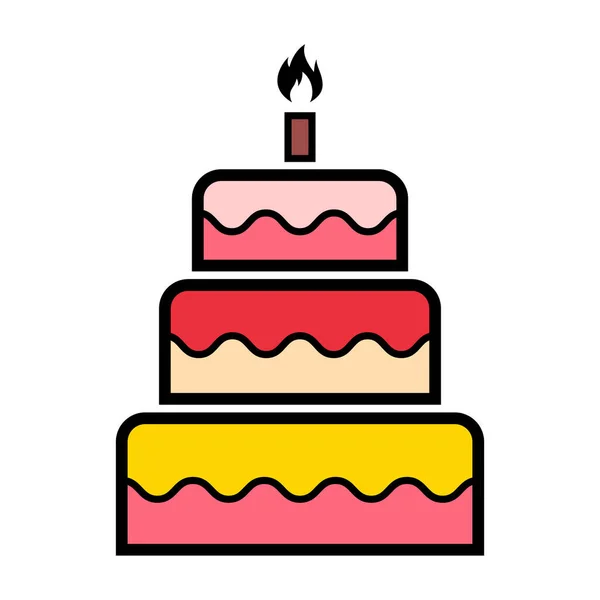 Sweet Cake Icoon Bakkerij Dessert Food Symbool Gelukkige Verjaardag Grafische — Stockvector