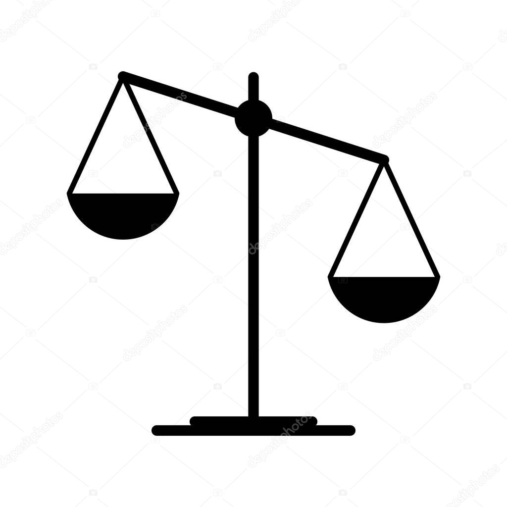 Scale equal icon, lawyer crime web sign, protection balance isolated vector illustration .