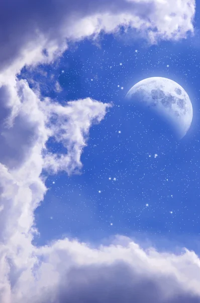 Yarım ay yıldızlı gökyüzü mavi Stok Fotoğraf
