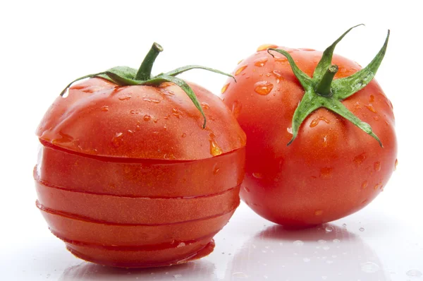 Full and Sliced Red Tomato — Stock Photo, Image