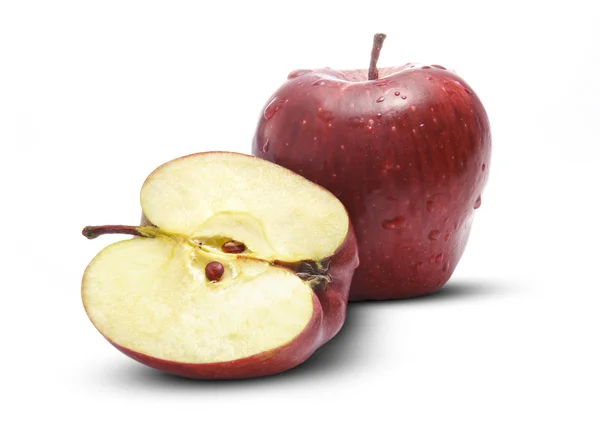 Fresh Full & Half Apple — Stock Photo, Image