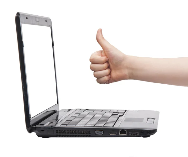 Thumb Up Laptop — Stock Photo, Image