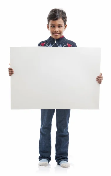 Chlapec s prázdné desky — Stock fotografie