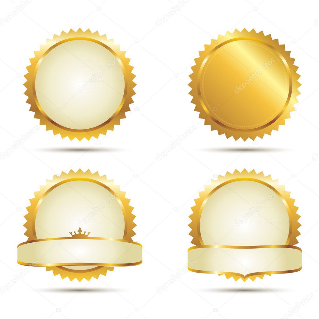 Vector Badges of Gold Seal Set