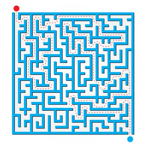 Kék 2d labirintus megjelenítése — Stock Vector