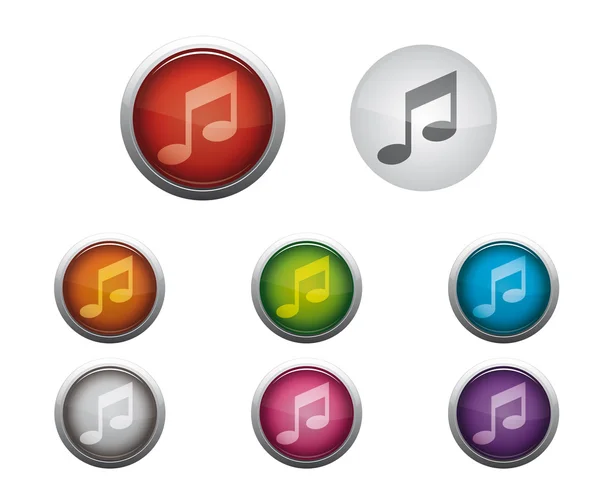 Glossy Web Buttons of Internet Music — Stock Vector