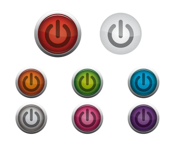 Glossy Web Buttons of Power On — Stock Vector