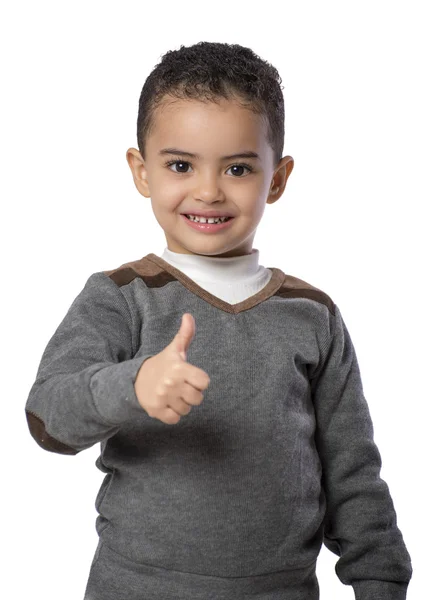 Tummen upp liten glad pojke — Stockfoto