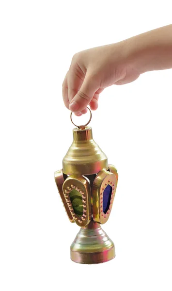 Hand with Festive Toy Lantern — Stock Photo, Image