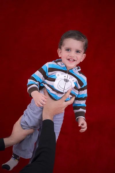 Happy Boy Lifted Up — Stock Photo, Image