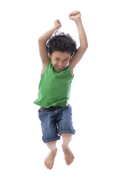 Fröhlicher Junge springt vor Freude — Stockfoto