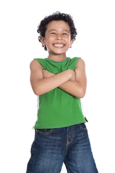 Happy Boy with Crossed Arms — Stock Photo, Image