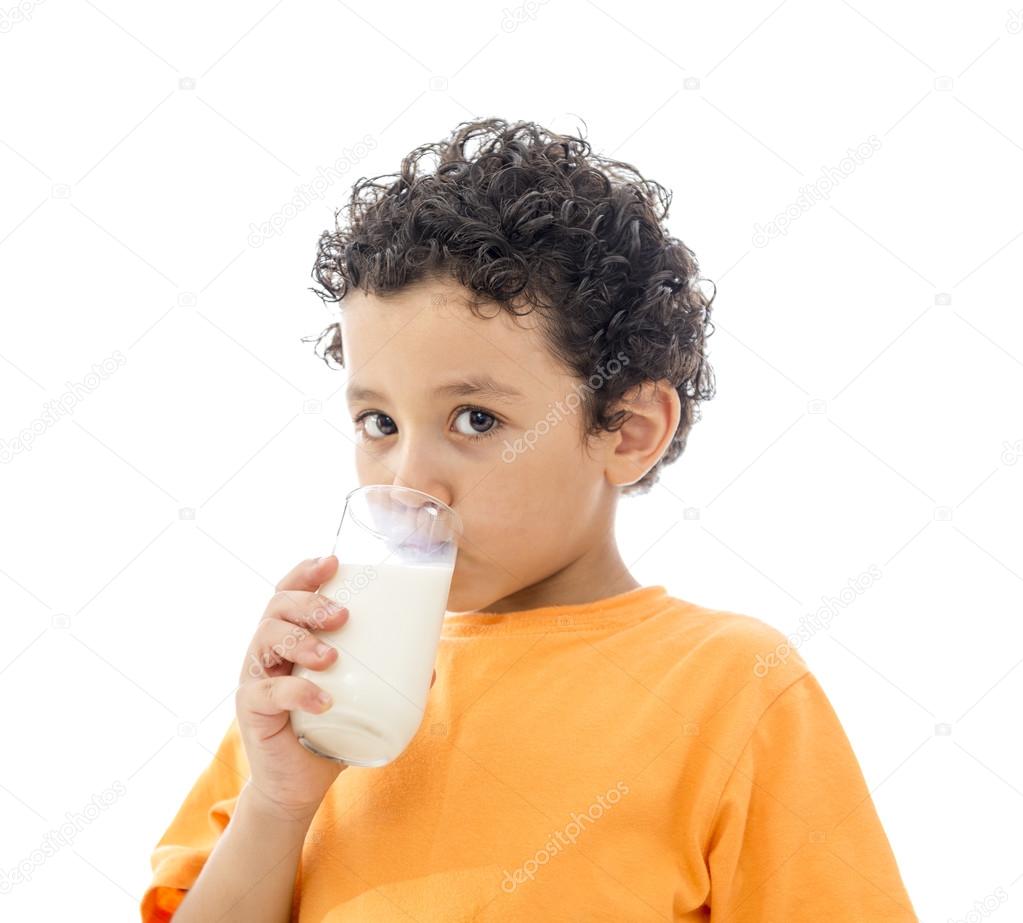 Little Boy Drinking Milk