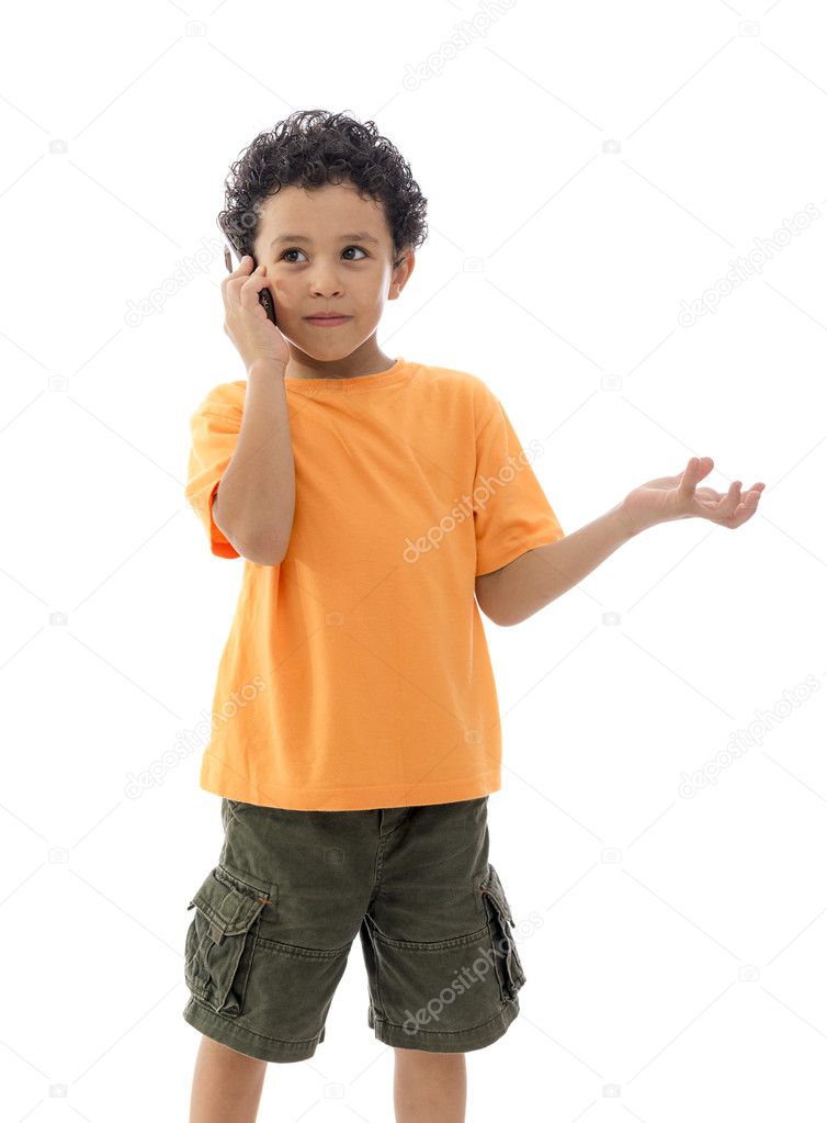 Little Boy Having a Phone Call