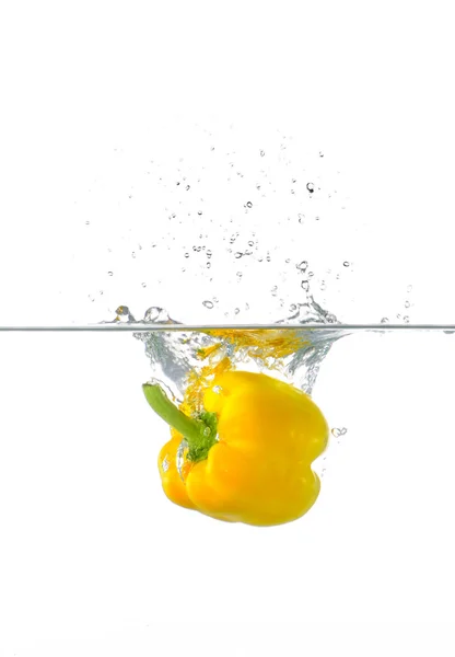 Fresh Yellow Paprika Splash in Water — Stock Photo, Image