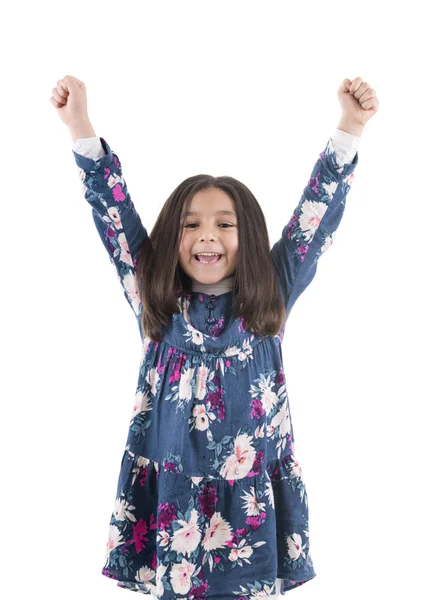 Happy Girl Raising Her Arms — Stock Photo, Image