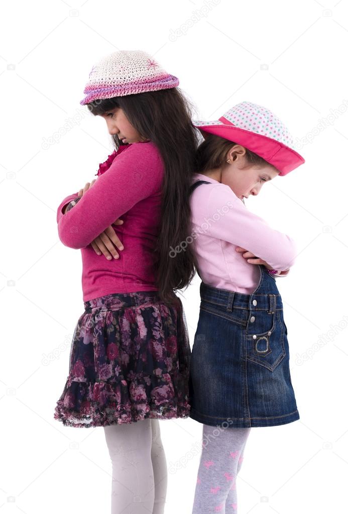 Two Little Girls in Quarrel