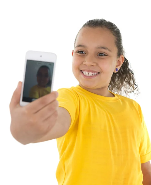 Auto retrato com câmera de telefone — Fotografia de Stock