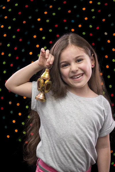 Little Happy Girl with Ramadan Lantern — Stock Photo, Image